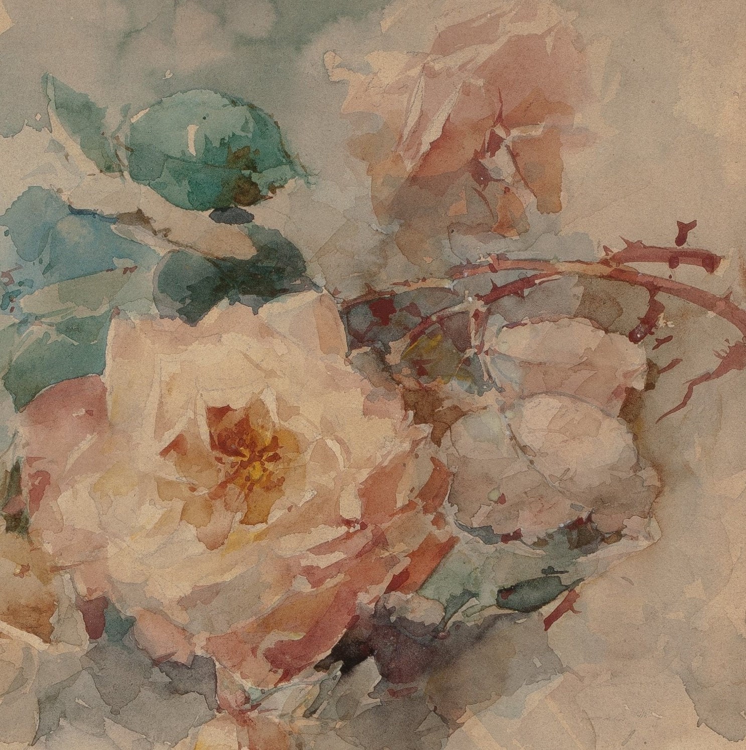 ART PRINT | Vintage Still Life With Roses Oil Painting | Watercolor ...