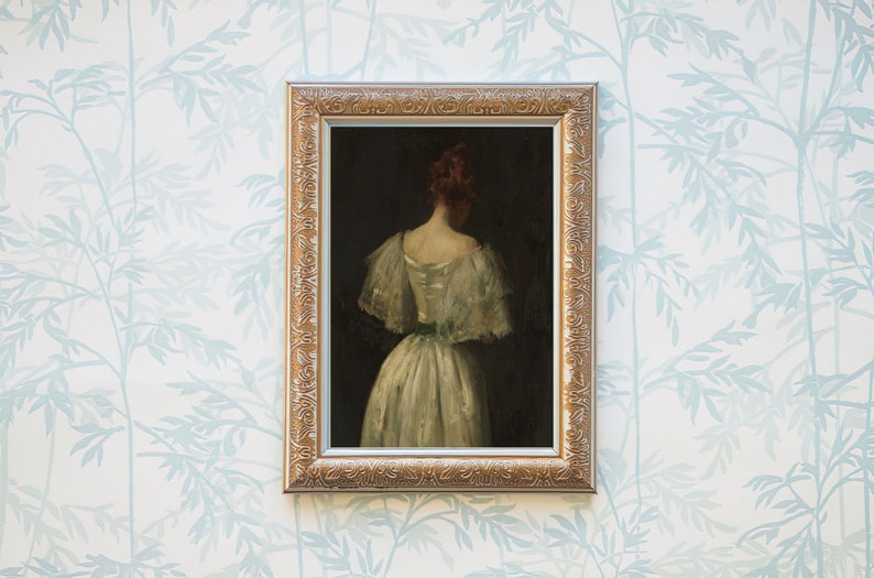 ART PRINT Antique Woman Portrait Oil Painting Dress With | Etsy