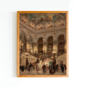 ART PRINT |  Antique Opera House Painting | Opera Staircase Artwork | French Opera Wall Art | Vintage Architecture Art