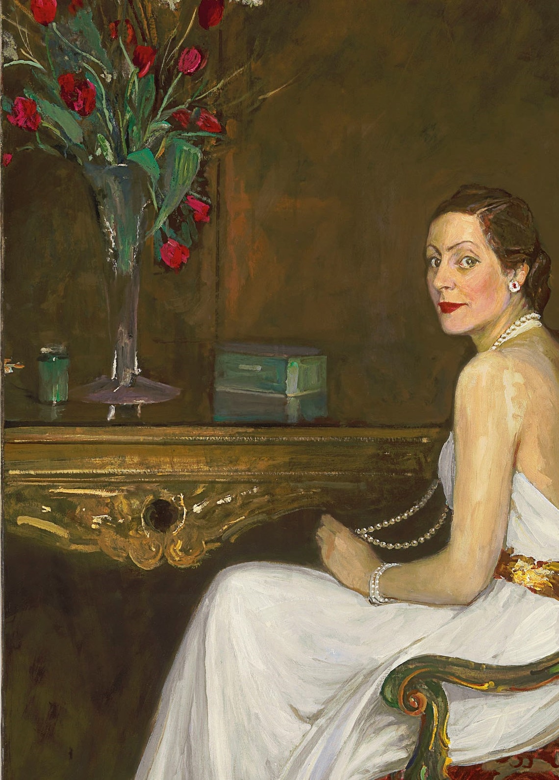 ART PRINT Elegant Woman in White Dress Oil Painting Etsy