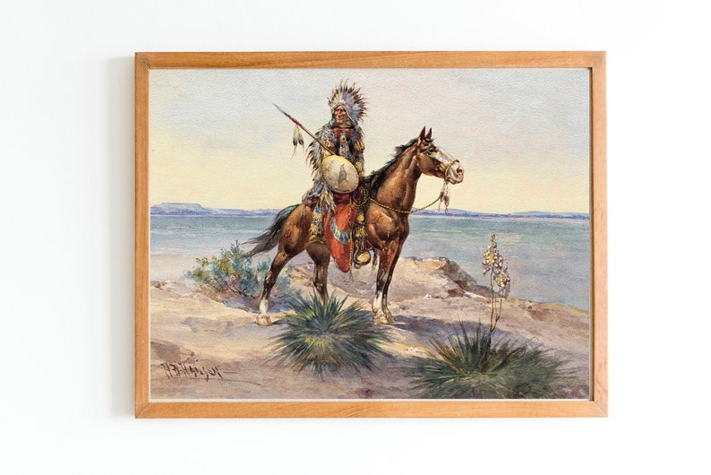 ART PRINT Native American Horse Riding Oil Painting - Etsy