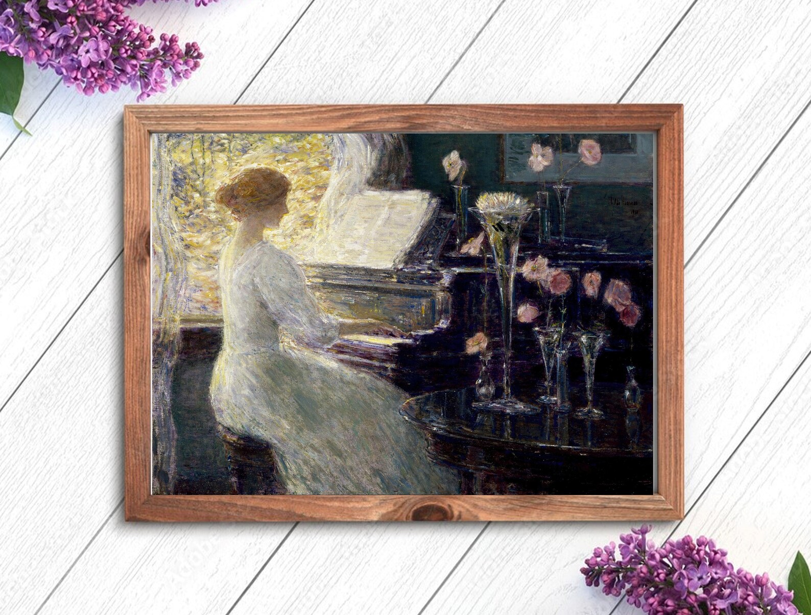 ART PRINT | Woman Playing Piano Oil Painting | Musical Instrument Wall ...