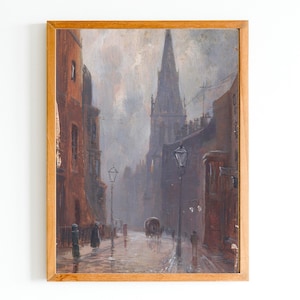 ART PRINT | St Andrews Church Oil Painting | Wells Street London Wall Art Print | Vintage London Architecture Painting | British Painting