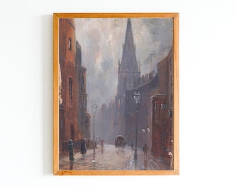 St Andrews Church Art Print | Vintage London Oil Painting