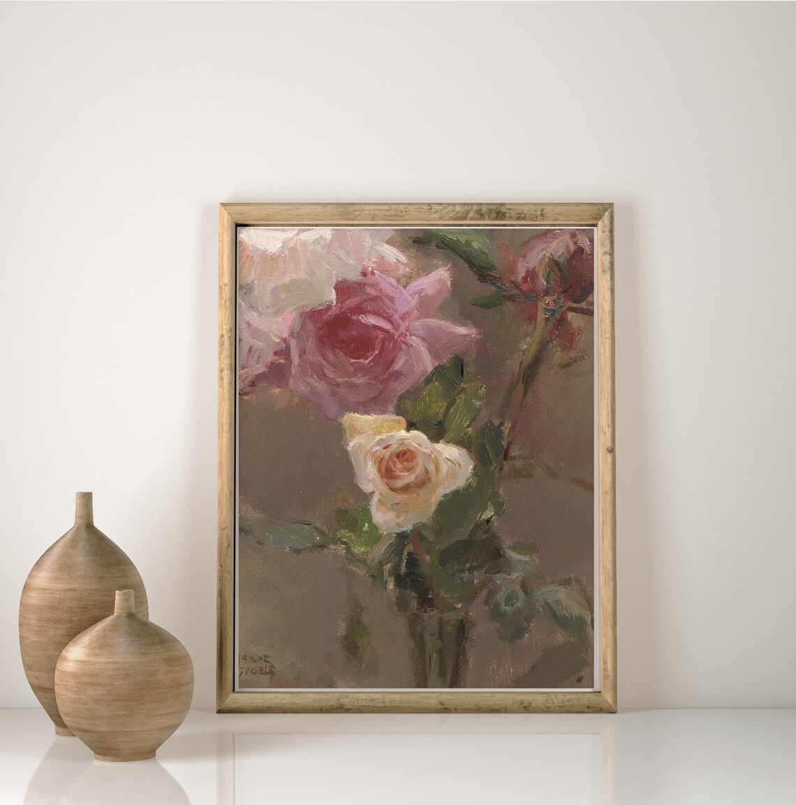 ART PRINT Roses Vintage Oil Painting Roses Still Life Art - Etsy