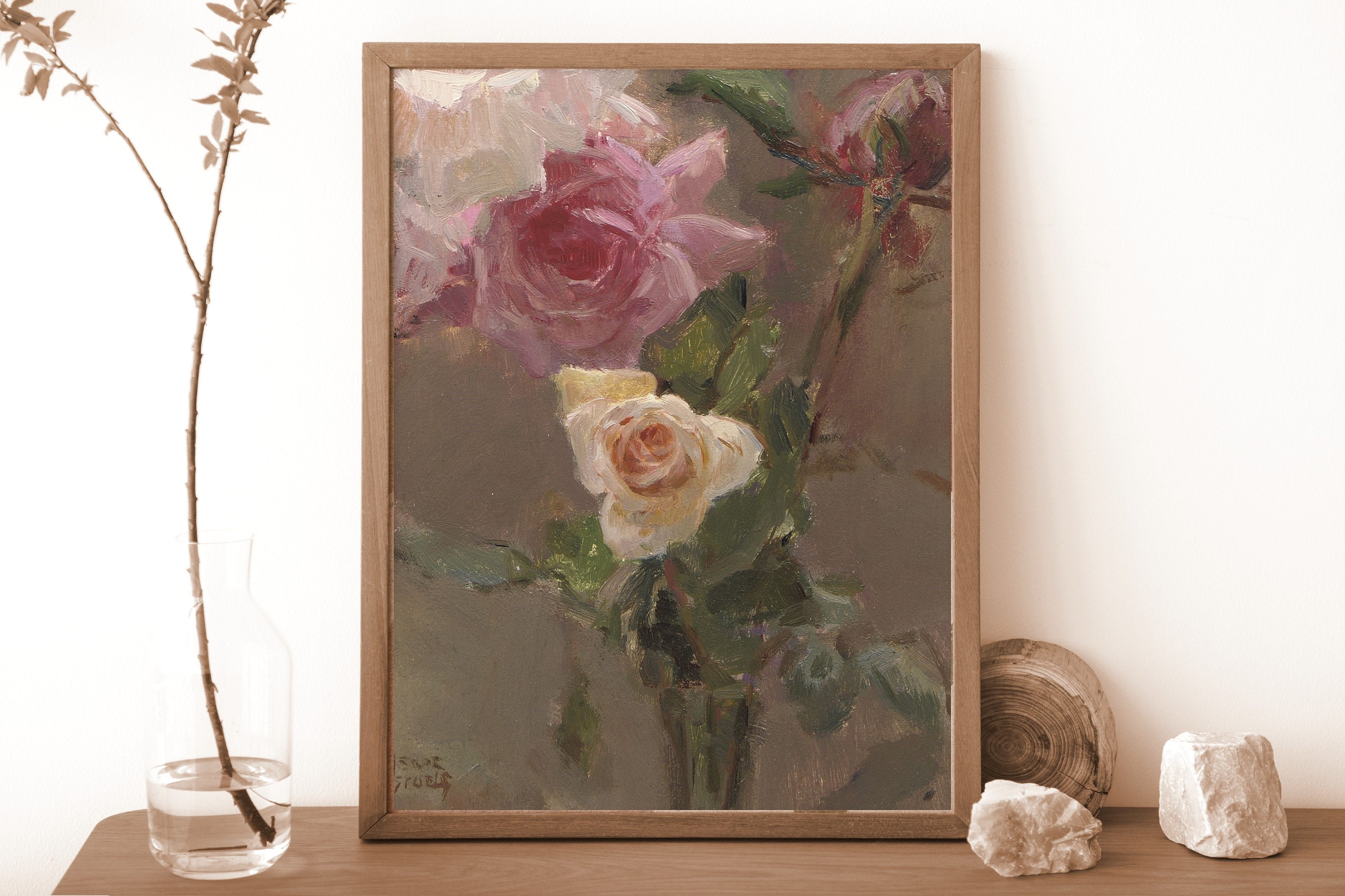 ART PRINT Roses Vintage Oil Painting Roses Still Life Art - Etsy