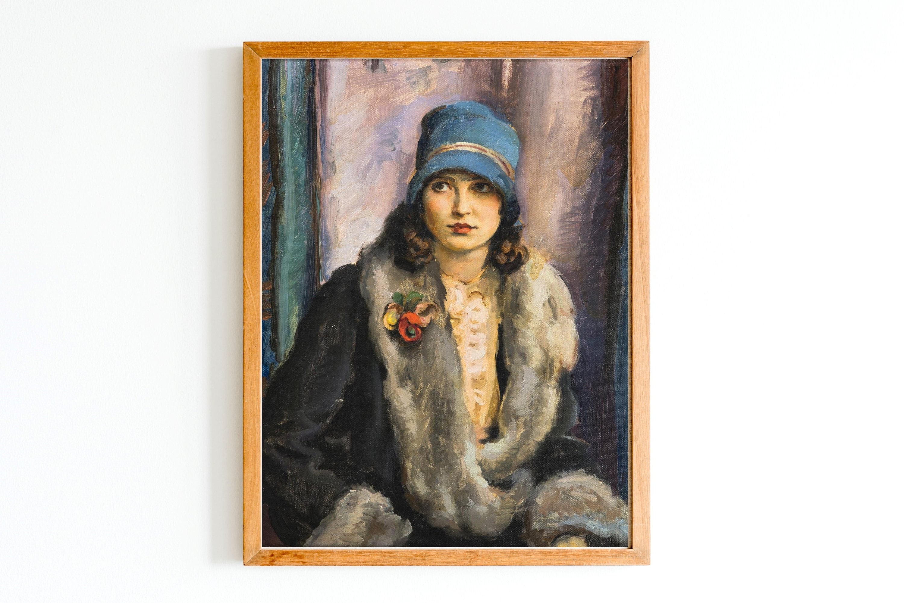 Vintage Girl Portrait Art Print | Classic Female Fashion Oil Painting ...