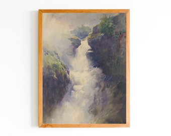 M. Martin 水彩画 「滝」サイン入り M Marten のサイン入りイタリア製水彩画のビンテージ額縁滝 - Etsy 日本