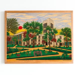ART PRINT | Vintage Yale University Oil Painting | New Haven Yale University Drawing | American Architecture Art | Yale Campus Art Print