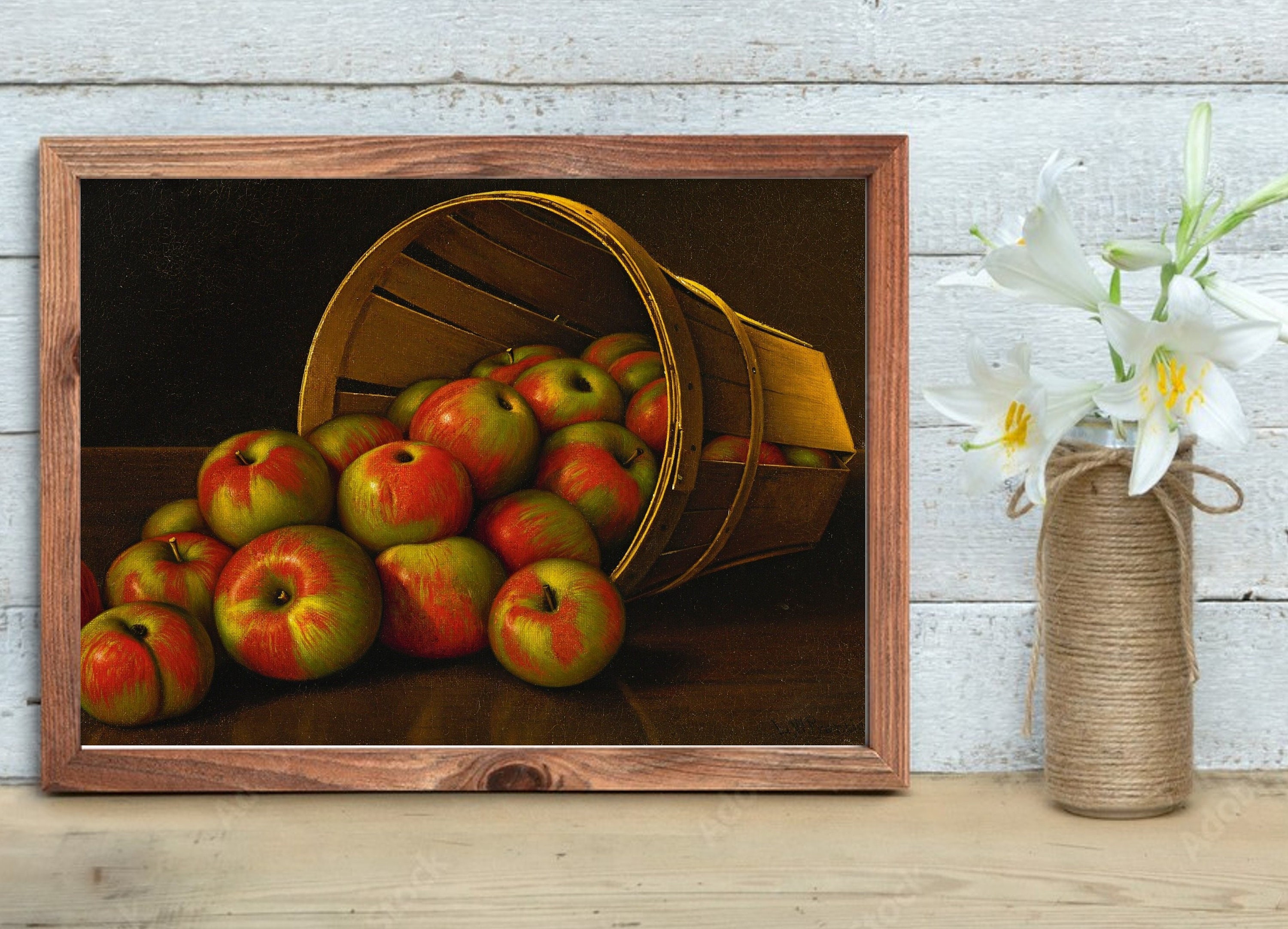 ヴィンテージ/ Green Apple 木製オブジェ Apple Still Life Art Print | Vintage Kitchen Wall Decor - Etsy