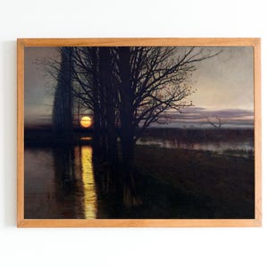 ART PRINT | Vintage Moonrise Painting | Moon Landscape Art Print | Moonlight  Print | Moonlight Oil Painting