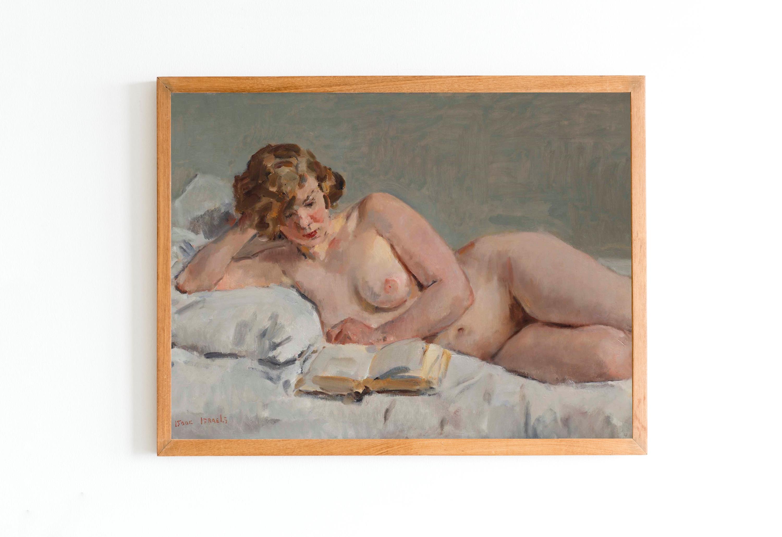 ART PRINT | Naked Girl Reading Oil Painting | Female Nude Figurative Painting | Nude Girl Classic Painting | Old Masters Art | Frenh Art