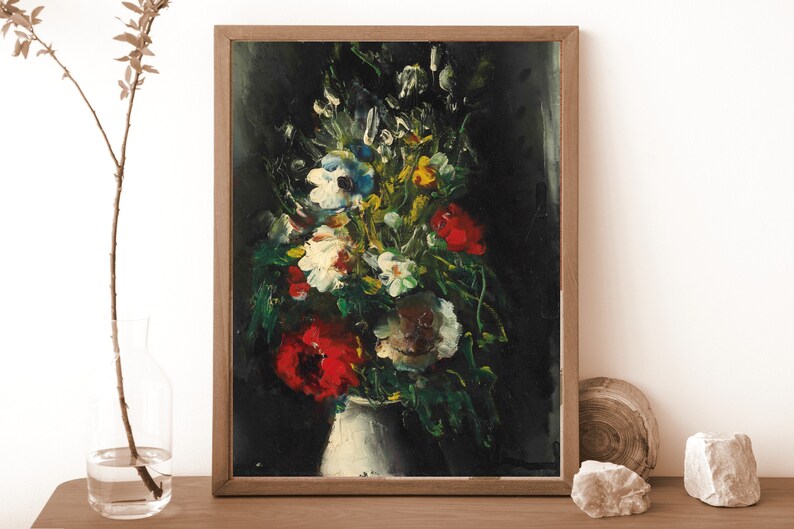Floral Oil Painting Art Print | Vintage Wildflower Farmhouse Decor - Etsy