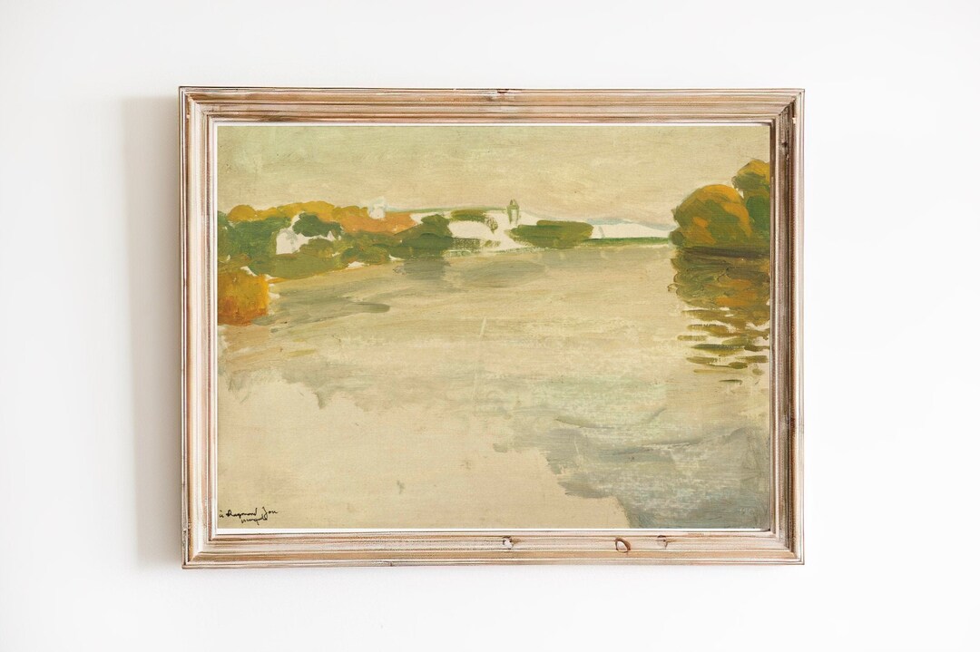 ART PRINT Abstract Riverscape Painting River Landscape Print Farmhouse ...