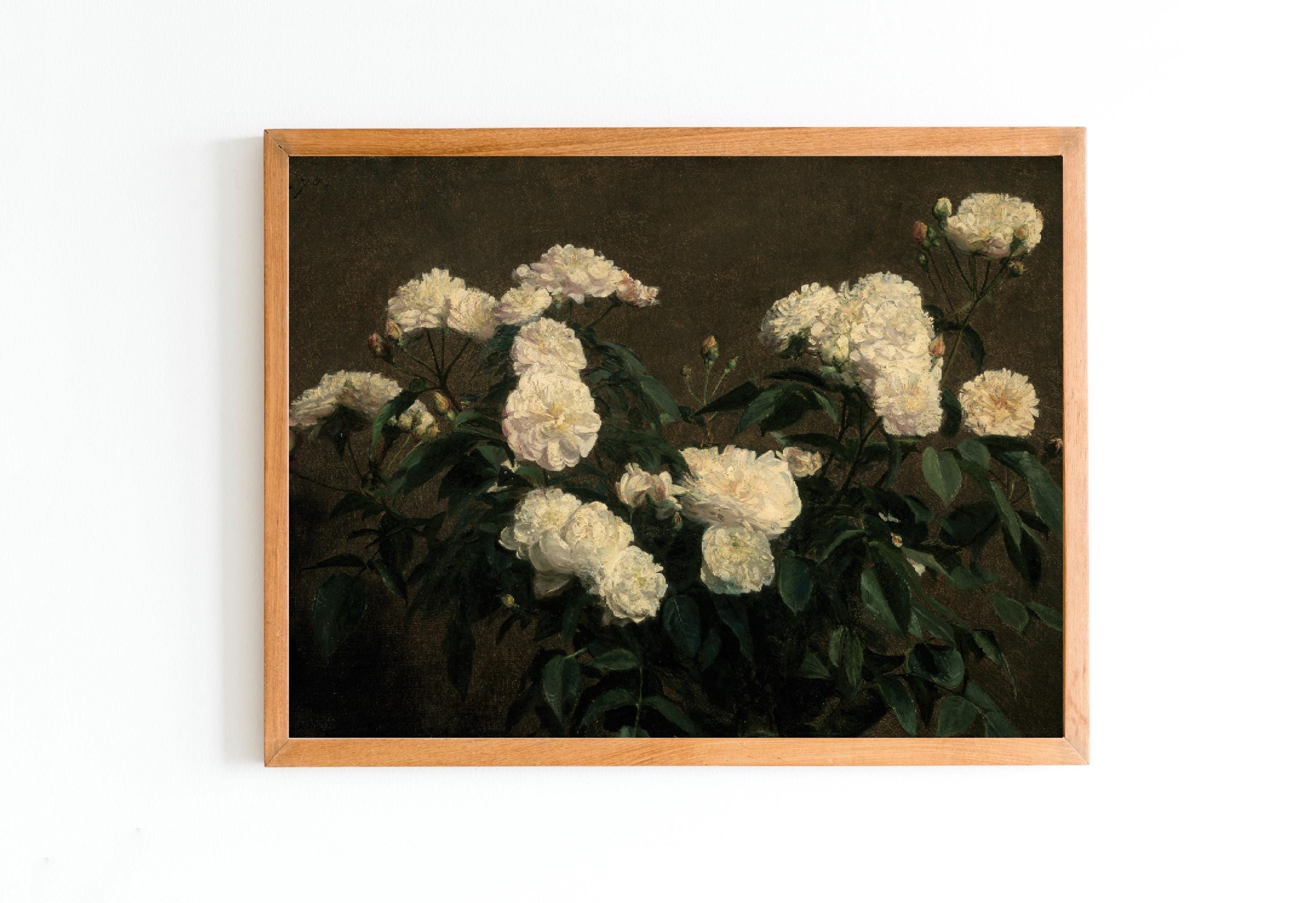 Antique White Roses Art Print | Vintage Floral Still Life - Etsy
