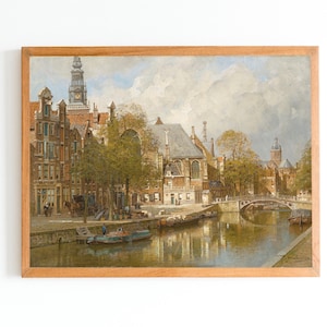 ART PRINT | View of the Oudezijds Voorburg | Vintage Oil Painting | Antique Amsterdam Canal Art Print | Dutch Cityscape Print | Architecture