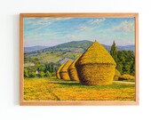 ART PRINT Vintage Haystacks Oil Painting Meadow Landscape Art Antique Country Painting French Countryside Art Print Pastoral Art