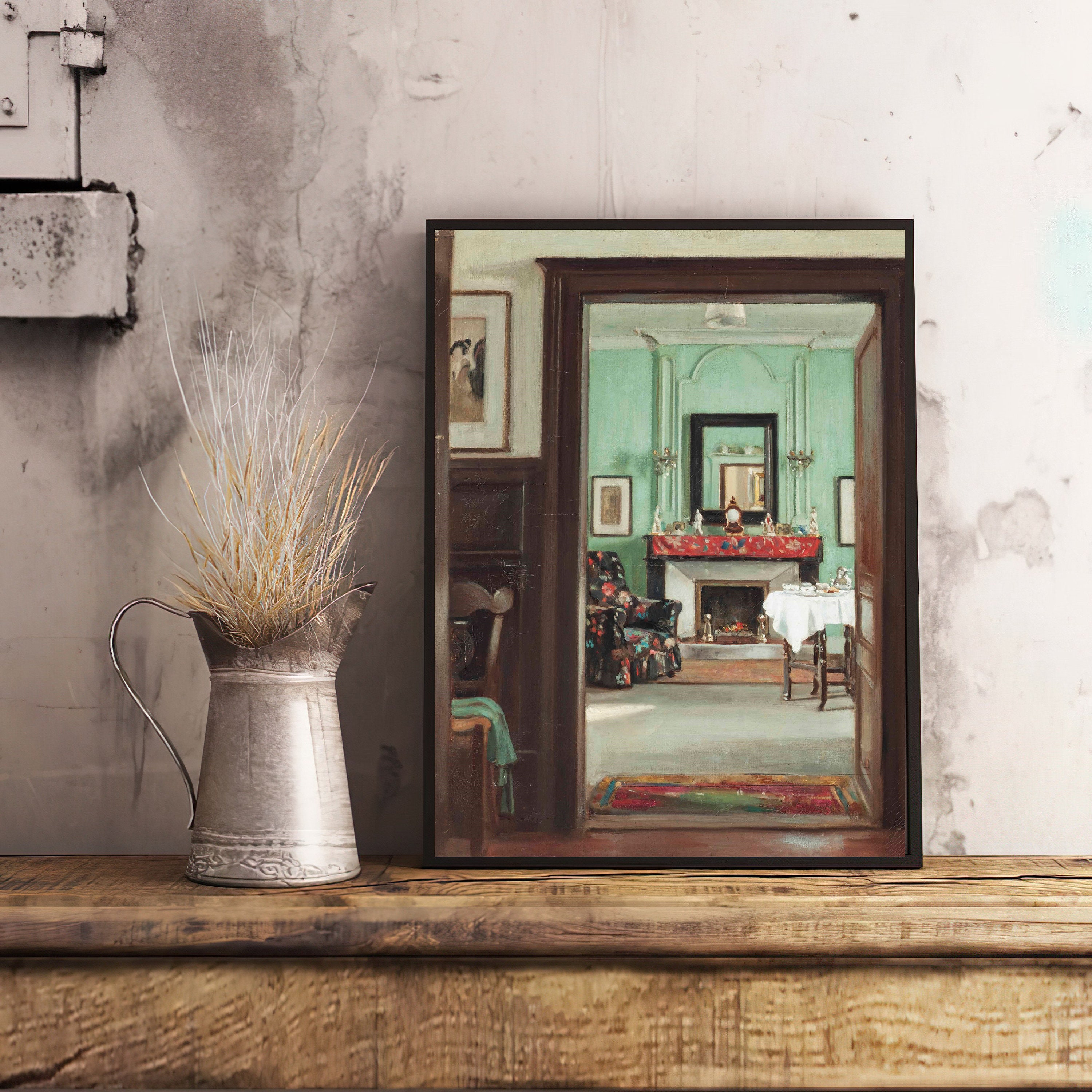 ART PRINT the Drawing Room Oil Painting Interior Scene | Etsy