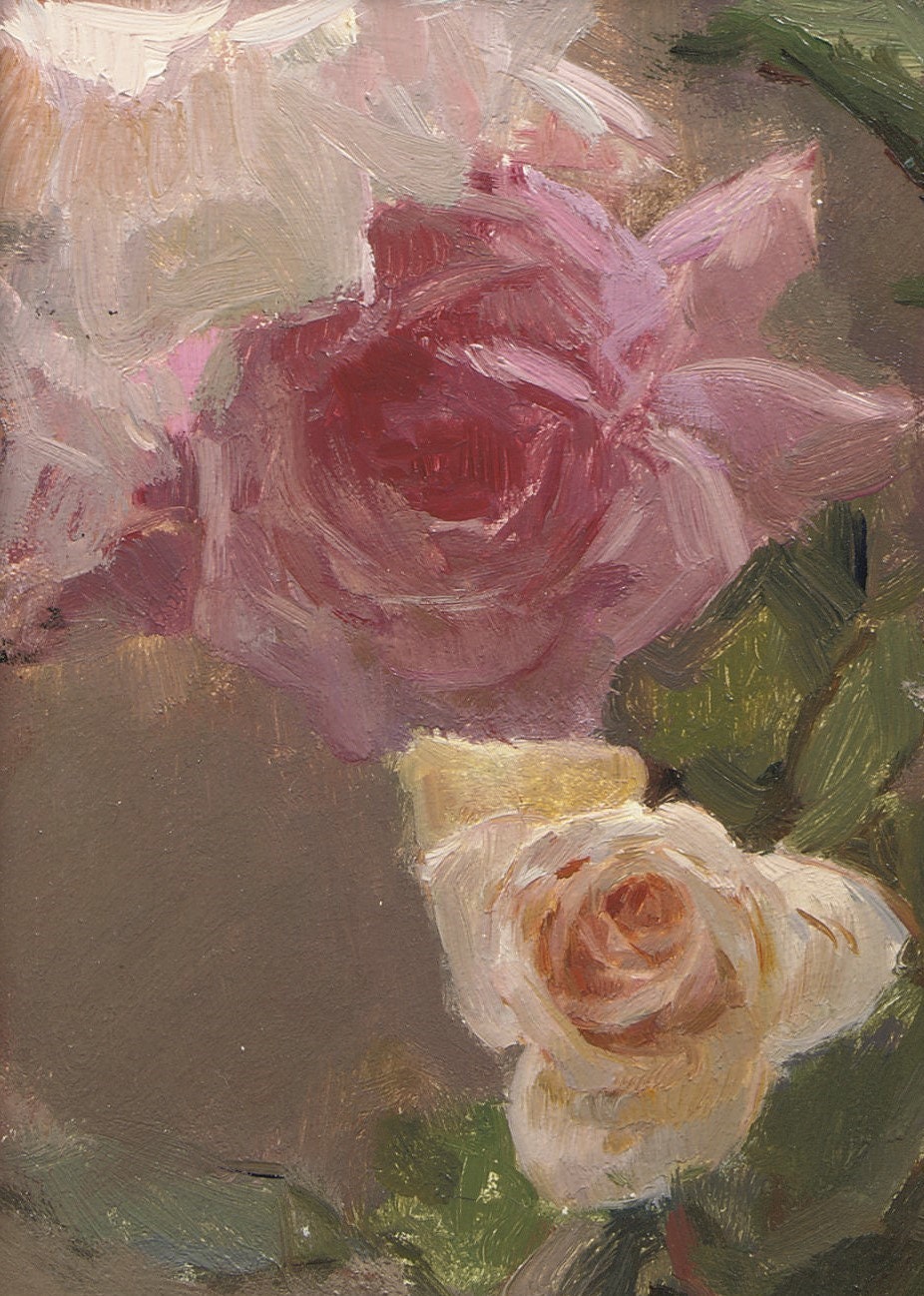 ART PRINT Roses Vintage Oil Painting Roses Still Life Art - Etsy