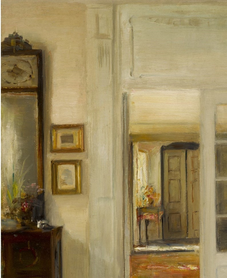 ART PRINT Vintage Interior Scene Oil Painting Interior Etsy