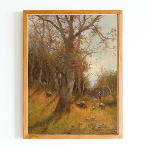 ART PRINT | Fall Forest Oil Painting | Autumn Landscape | Vintage Art | Antique Art | Farmers Life | Country Farmhouse Decor | Forest Print