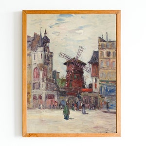 ART PRINT | Antique Paris Oil Painting | Moulin Rouge Paris French Painting | Paris City Wall Art Print | French City Art Print