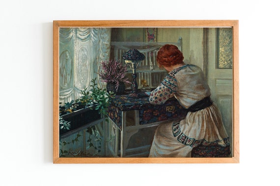ART PRINT Vintage Woman Portrait Oil Painting Classic - Etsy