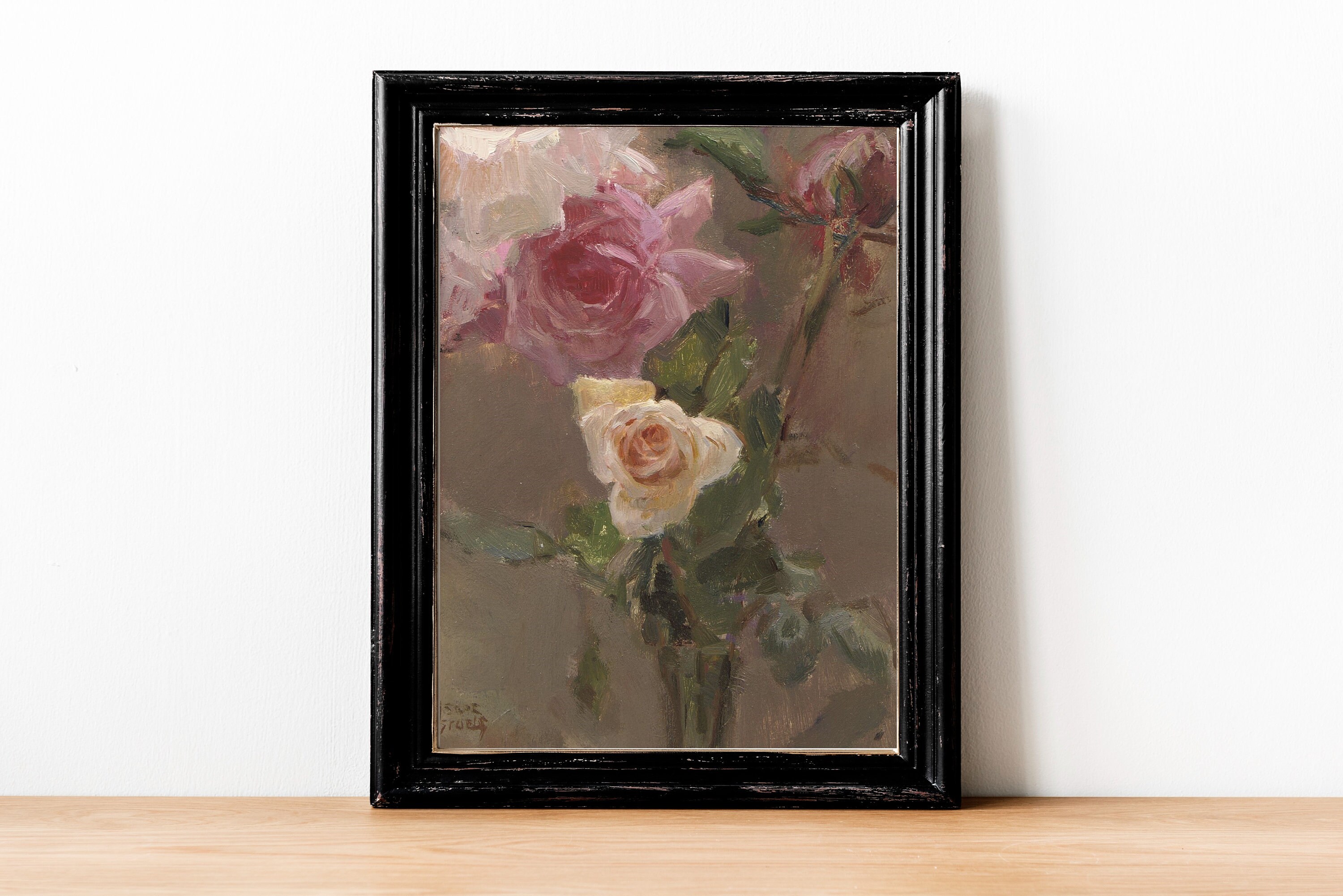 ART PRINT Roses Vintage Oil Painting Roses Still Life Art - Etsy