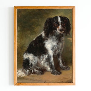 ART PRINT | A King Charles Spaniel Oil Painting | Vintage Dog Art Print | Antique Spaniel Painting | Animal Oil Painting | Dog Art Print