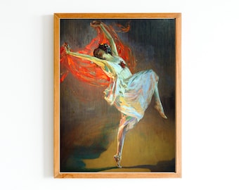Vintage ballerina-olieverfschilderij Art Print | Muurdecoratie Franse ballet