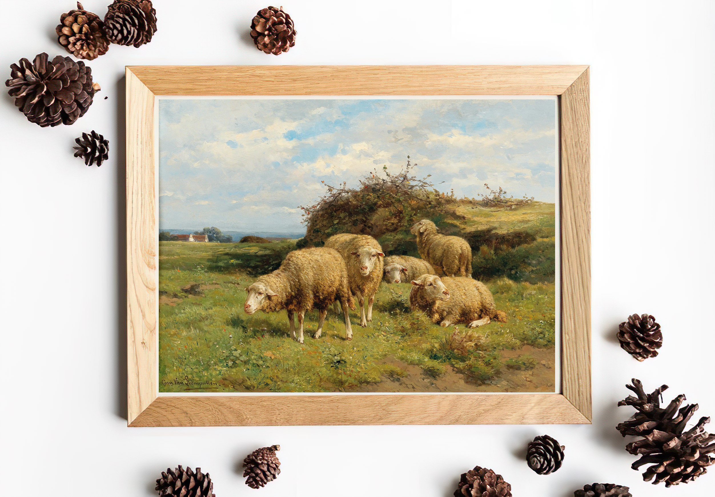 Vintage Sheep Painting Art Print | Farmhouse Country Landscape - Etsy