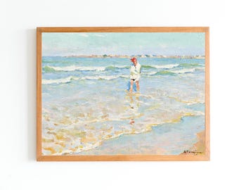 Vintage Seascape Oil Painting Art Print | Coastal Artwork