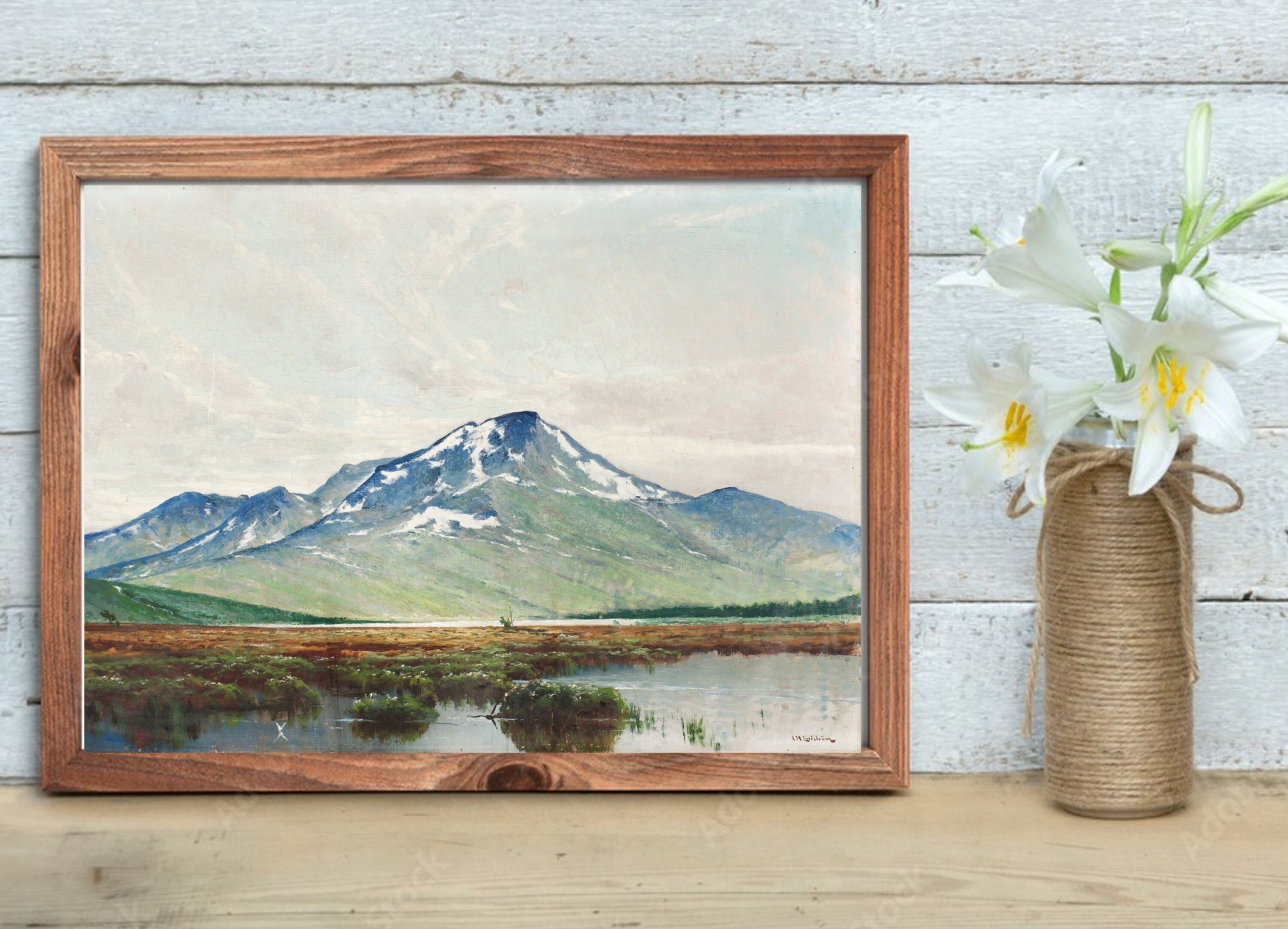 ART PRINT Vintage Mountains Oil Painting Mountain Lake - Etsy