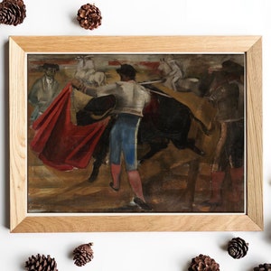 IMPRESSION D'ART peinture à lhuile de combat de taureaux vintage Oeuvre de torero Matador avec lart mural de taureau Peinture de Corrida espagnole image 4