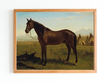 KUNSTDRUCK | Braunes Pferd Malerei | Reitkunst | Antikes Bauernpferd Gemälde | Vintage Kunstwerk | Pferdeliebhaber Geschenk | Amerikanische Malerei