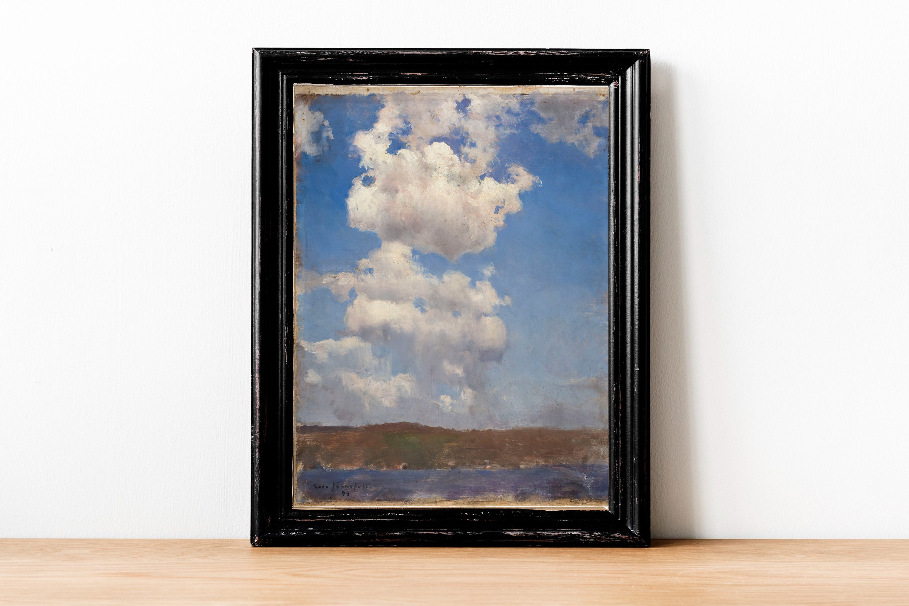 Vintage Cloud Study Art Print | Scandinavian Lake Scenery - Etsy