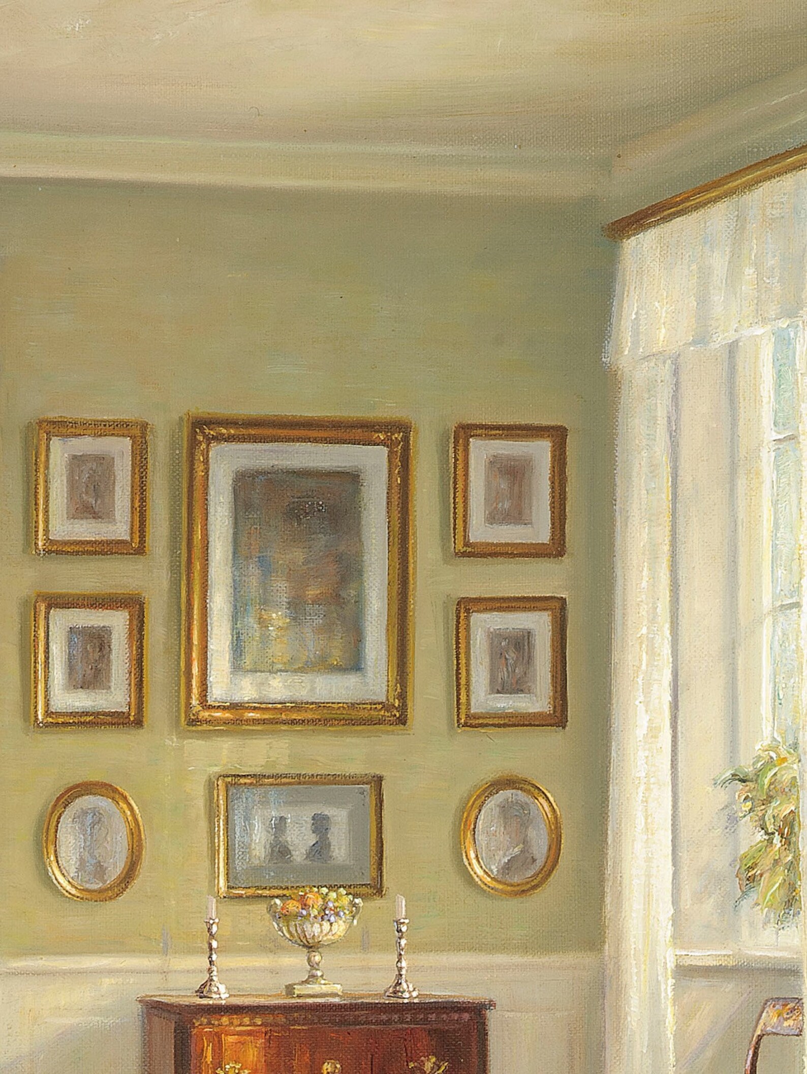 FREE SHIPPING Antique Oil Painting Vintage Interior Scene Etsy