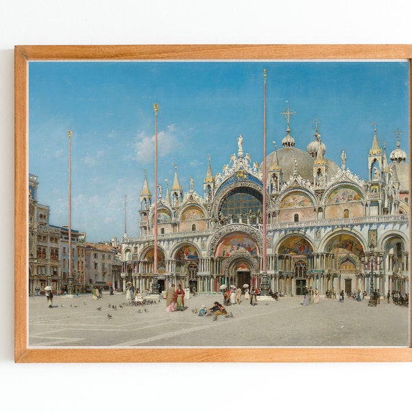 ART PRINT | Venice Oil Painting | Vintage Italy Print | Venice Art Print |  San Marco Basilica Painting | Architecture Painting