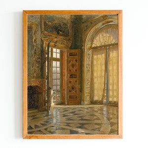 ART PRINT | Vintage Palace Interior Oil Painting | Classic Architecture Artwork | Medieval Interior Scenery Painting | Ancient Building Art