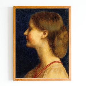 ART PRINT | Woman Profile Portrait Oil Painting | Antique Portrait | Female Oil Painting Wall Decor | Vintage Girl Art