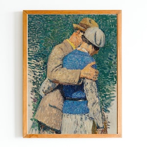 ART PRINT | Vintage Love Couple Oil Painting | Couple at the Promenade Wall Art Print | Classic Impressionist Painting