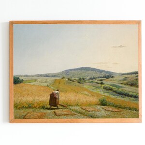 ART PRINT | Hay Field Workers Oil Painting | Vintage Meadow Art | Antique Farm Scene | Rural Landscape Print | Farm Vibes Art | Countryside