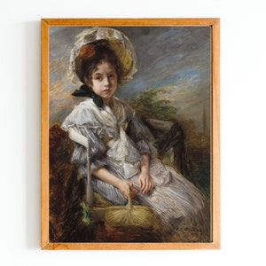 ART PRINT | Vintage Portrait of a Little Girl Wall Art | Victorian Girl Portrait Oil Painting | Antique Artwork | Nursery Wall Decor