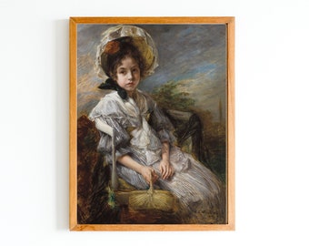 ビクトリア朝の少女の肖像画アートプリント｜アンティークな子供部屋の壁飾り