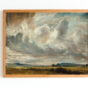 ART PRINT | Clouds Oil Painting | Nursery Wall Art | Cloud Art | Vintage Art | Antique Nature Oil Art | Cloudy Sky Print | Classic Landscape