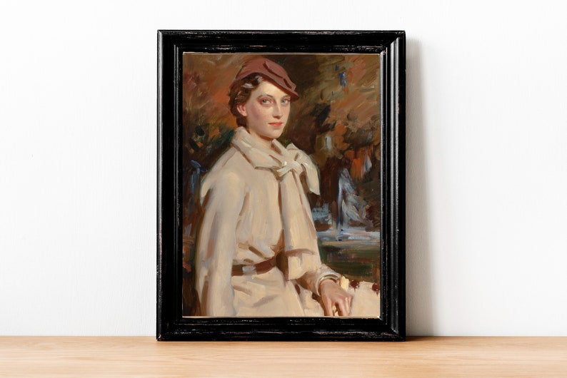 ART PRINT | Vintage Woman Portrait Oil Painting | Autumn Color Painting ...