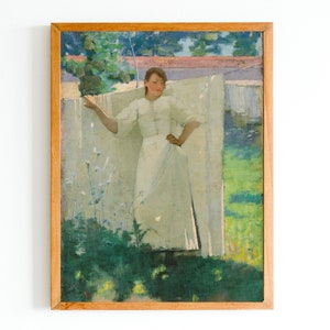 ART PRINT | The Maid Was in the Garden Hanging Out | Laundry Room Art | Laundry Art |  Clothesline Painting |  Cottage Decor