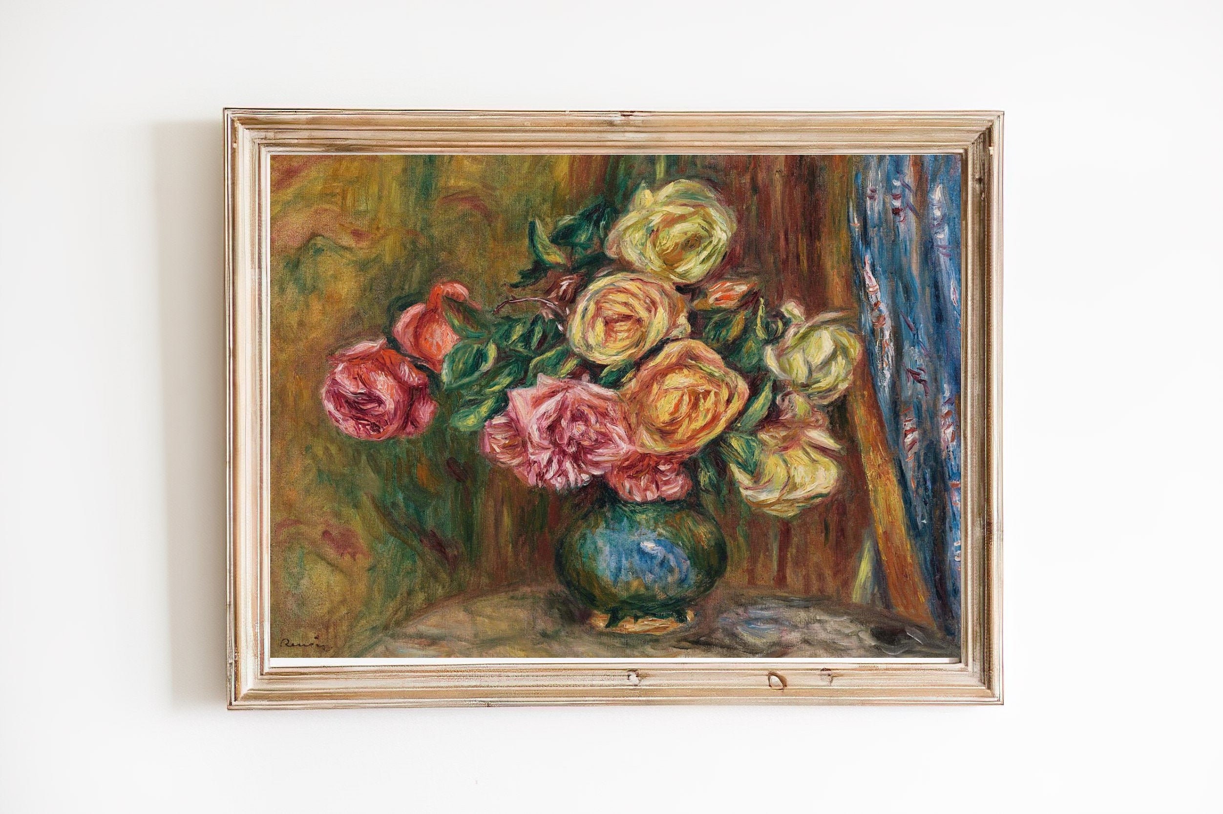 Antique Roses Oil Painting Art Print | Still Life Farmhouse Decor - Etsy