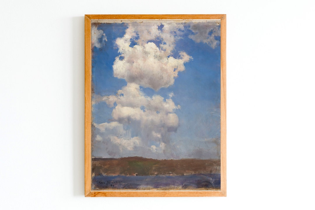 Vintage Cloud Study Art Print | Scandinavian Lake Scenery - Etsy