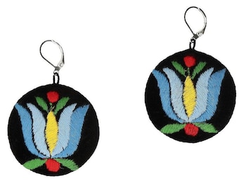 Folk Earrings / Kashubian Embroidery / Polish Folk Art / Handmade